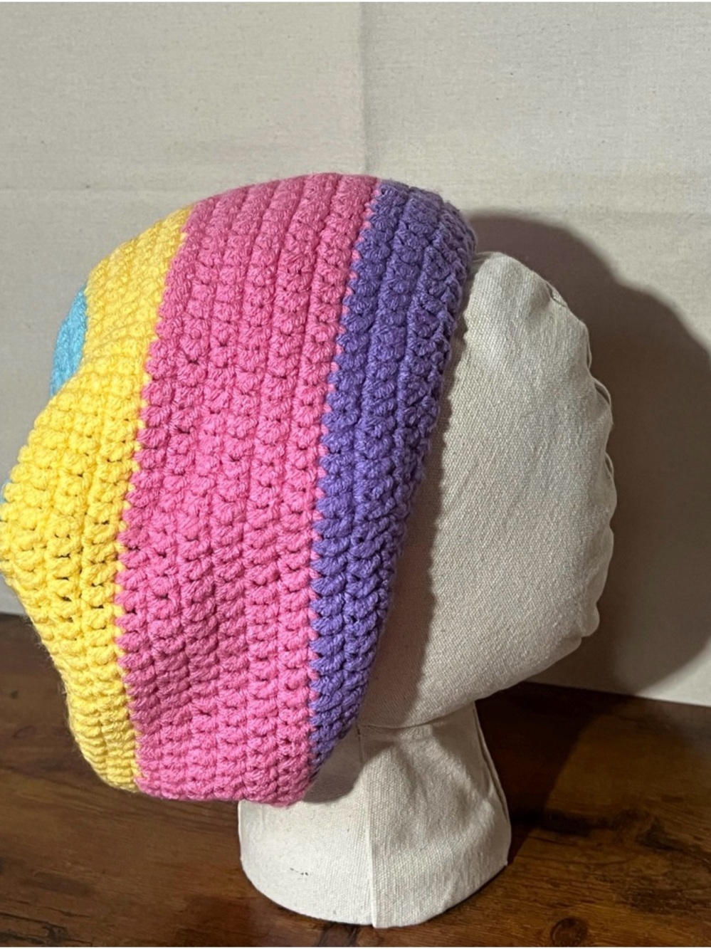 Handmade Crochet Rasta Tam Hat | Slouchy Beanie for Locs | Multicolor Pastels